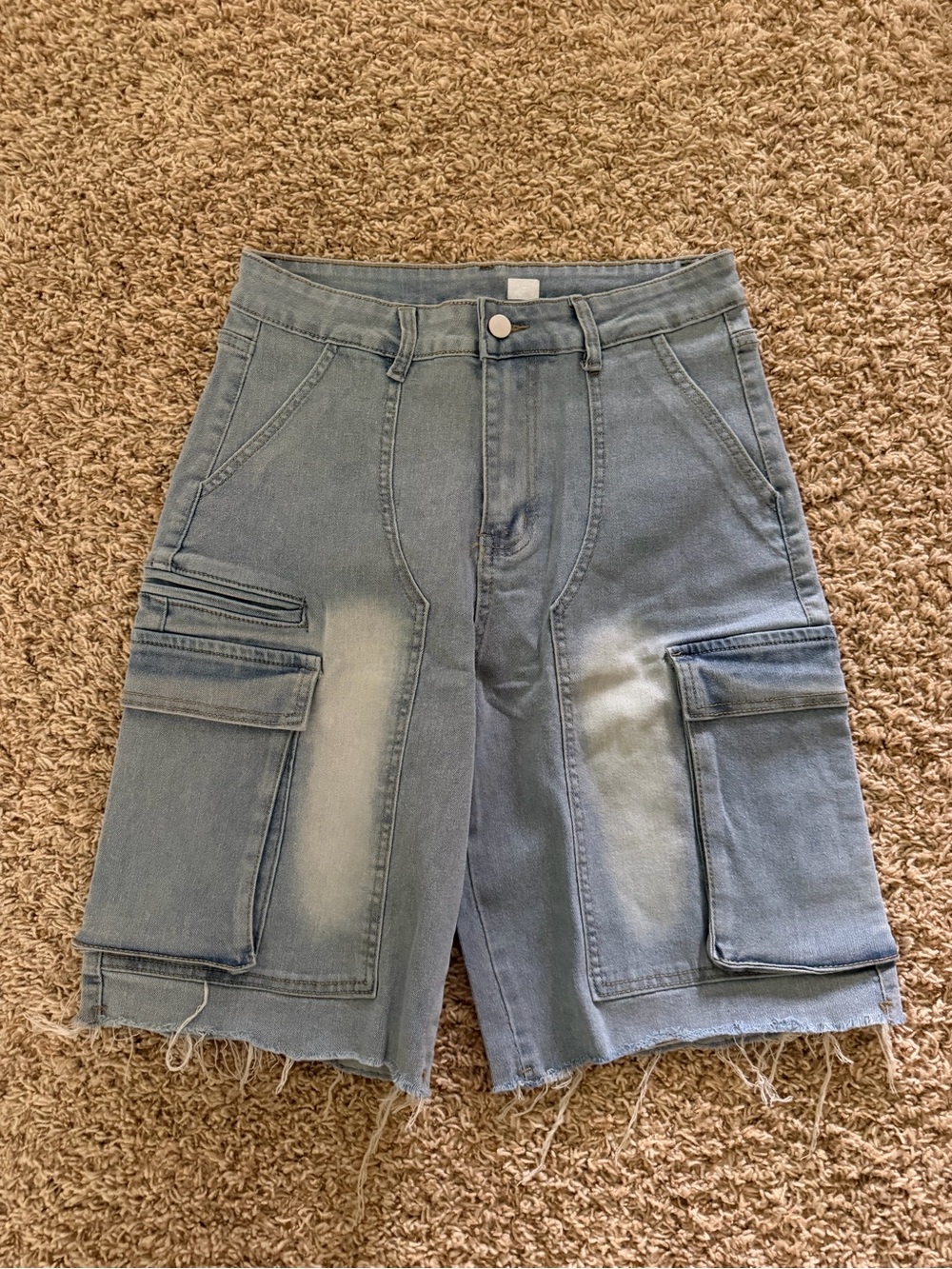 Light Blue Women’s Cargo Denim Shorts